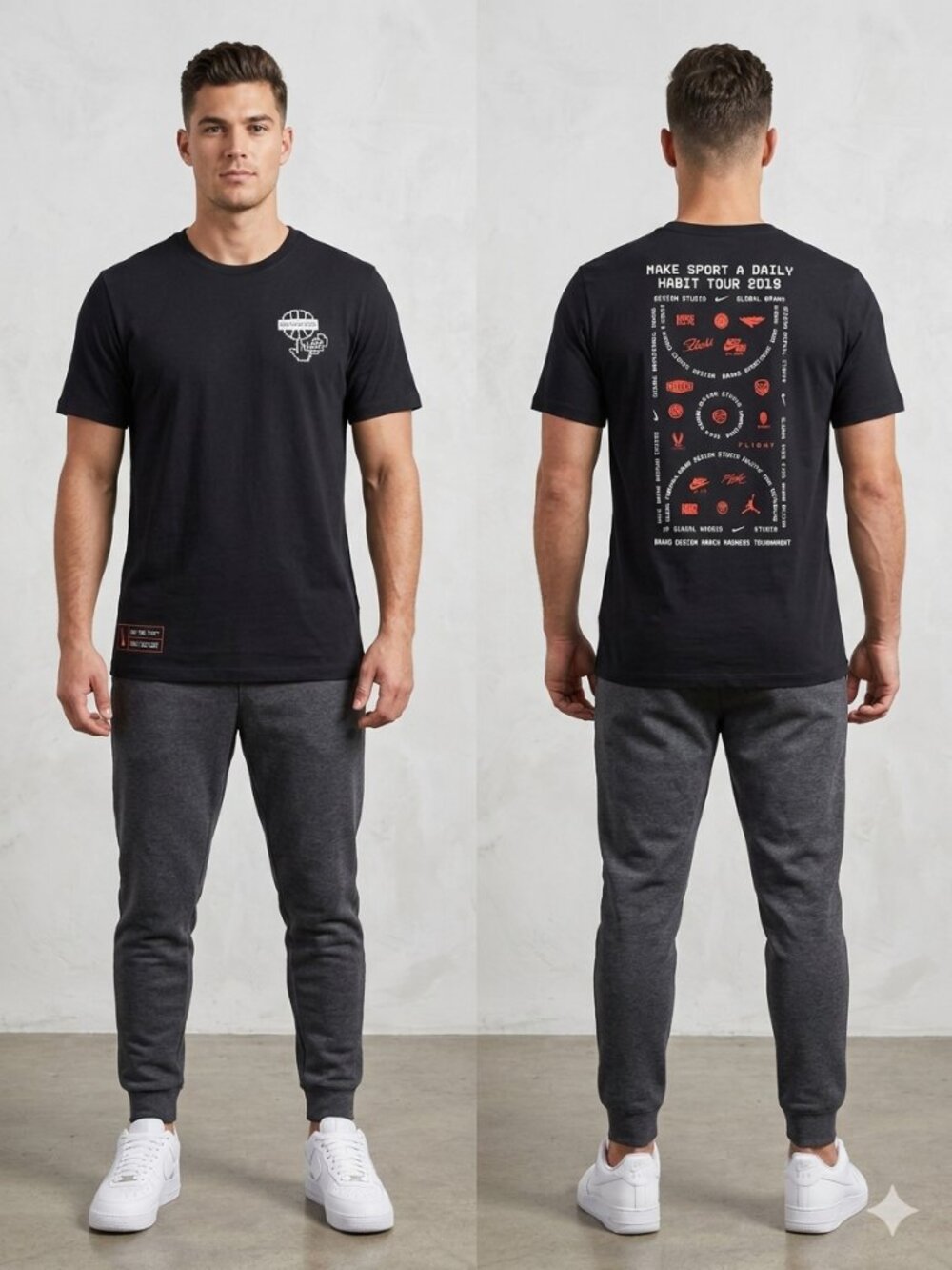 Nike 2019 Habit Tour Graphic Basketball Tee Black Red White Size XL